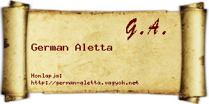 German Aletta névjegykártya